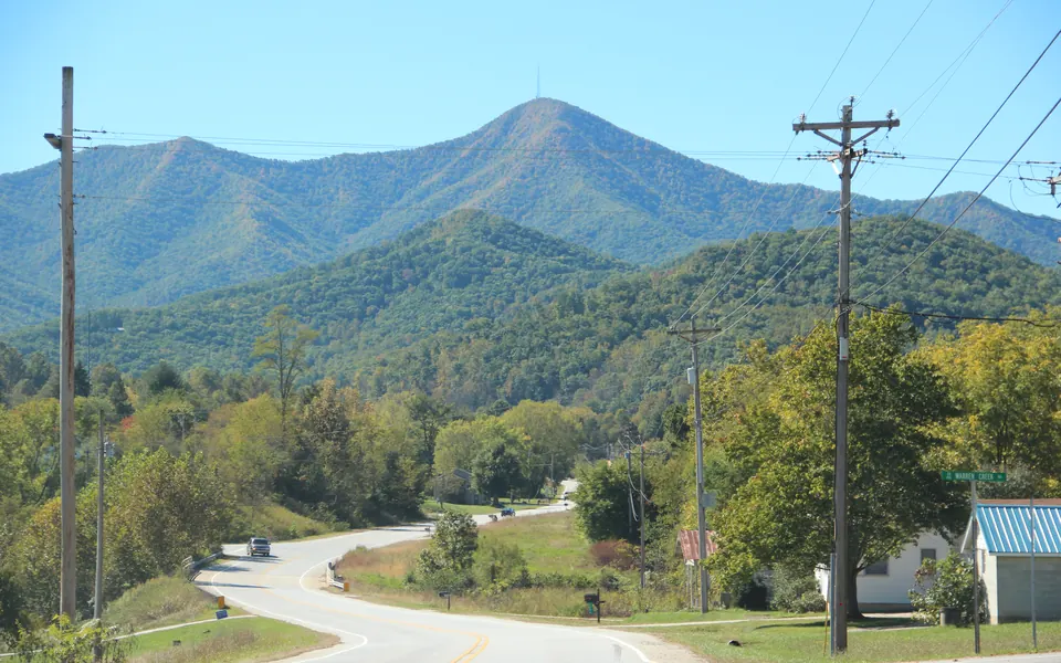 Mount Pisgah seen from North Carolina Highway 151 in Western North Carolina.