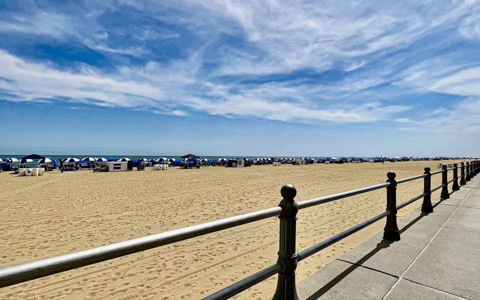 Virginia Beach Oceanfront and Atlantic shoreline on a clear summer afternoon.