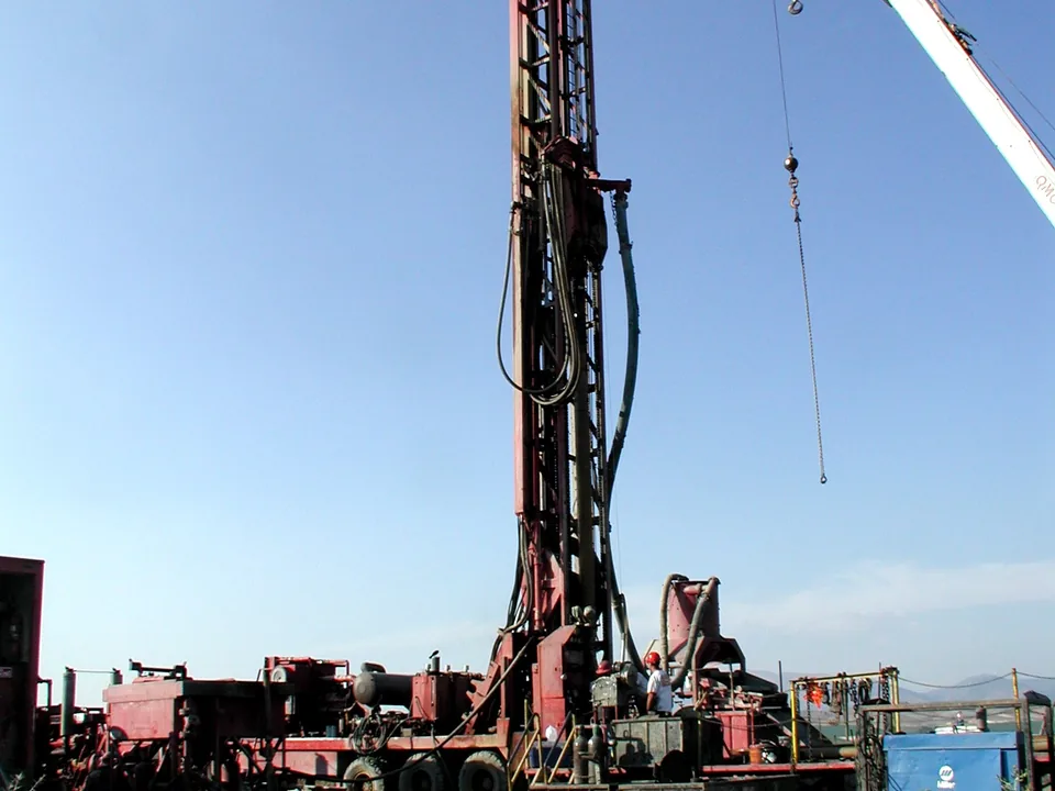 U.S. Geological Survey water-well drilling rig operating in the Klamath Basin.